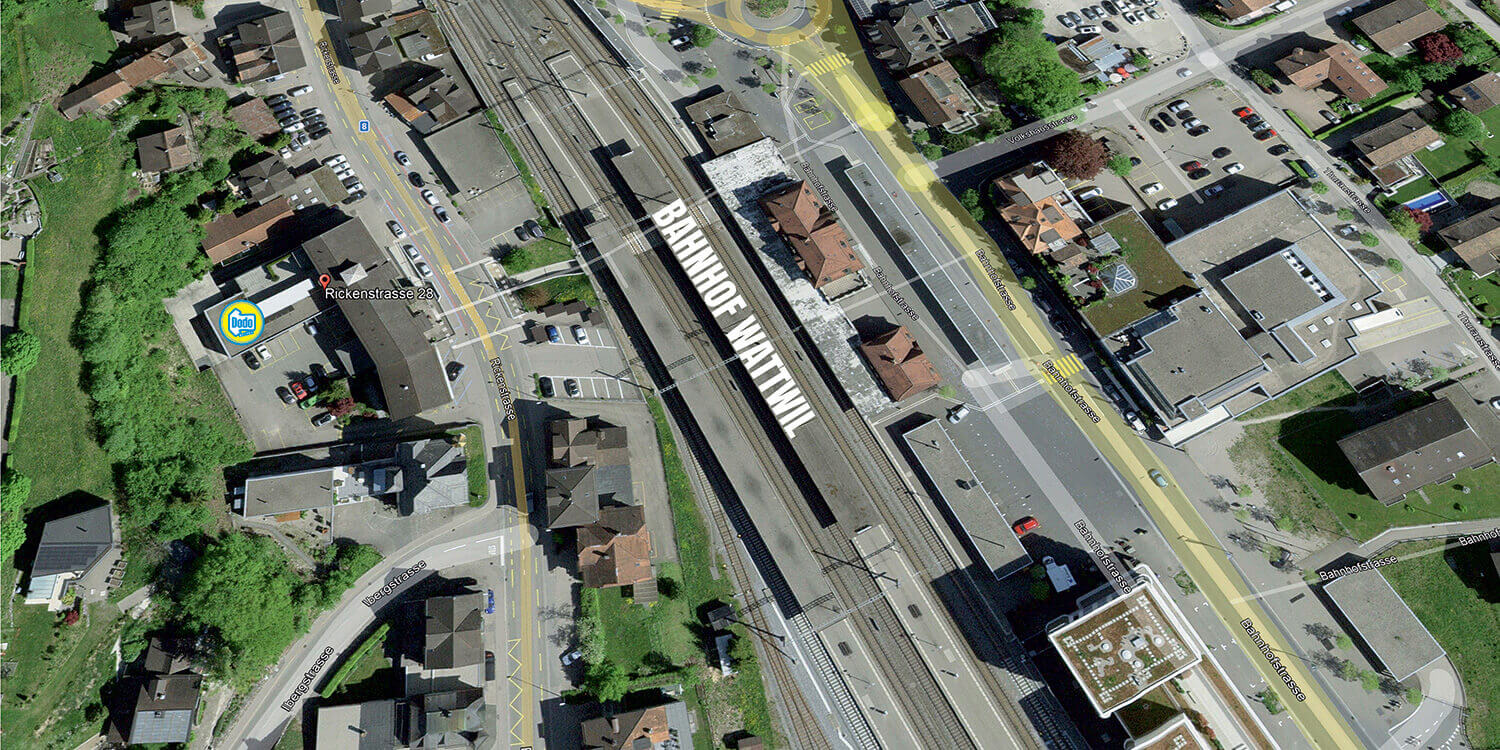Karte Anfahrt Rickenstrasse 28 - 9630 Wattwil